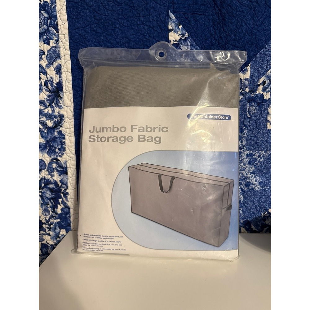 The Container Store Jumbo Fabric Storage Bag Grey 59x13x28 600 Denier Organizer